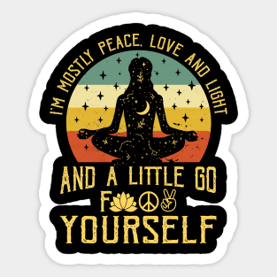 I'm Mostly Peace Love And Light Funny Vintage Yoga womens Sticker